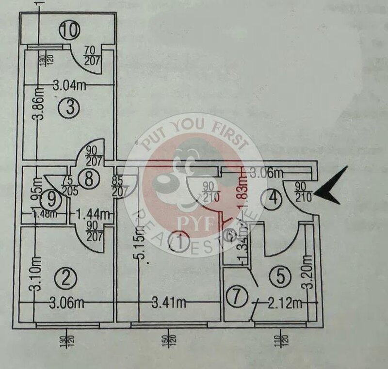 Titan, apartament 3 camere, 65 mp, decomandat B8443.